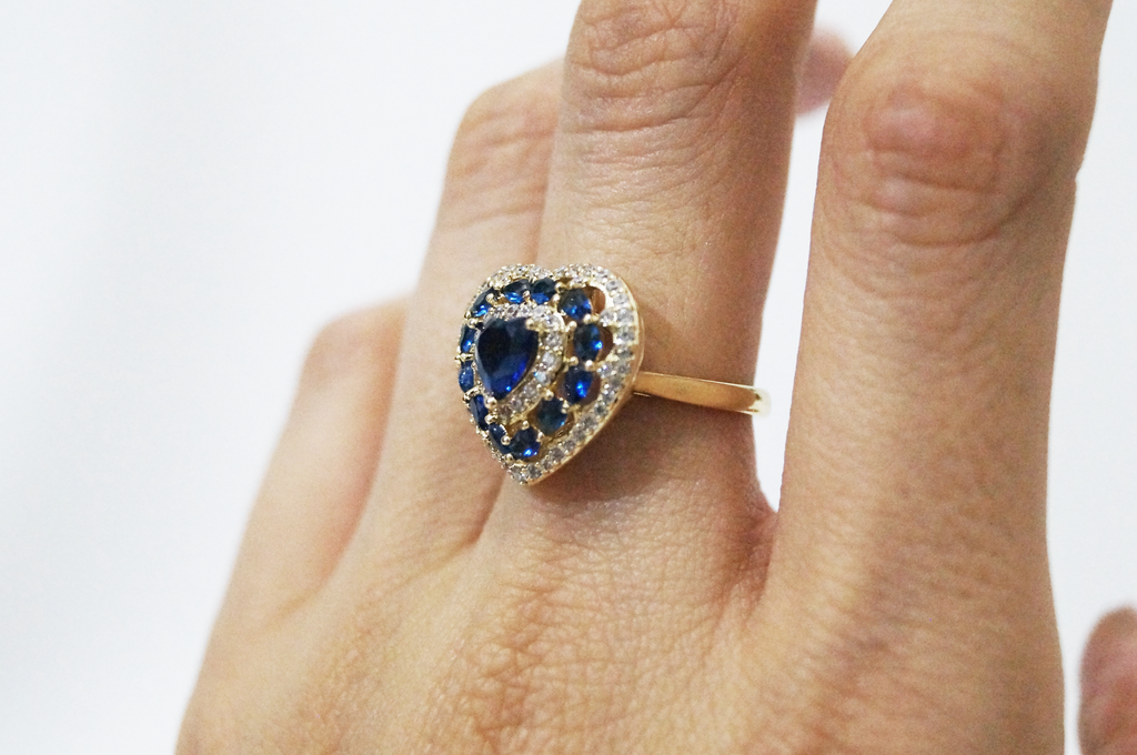Anillo corazón azul