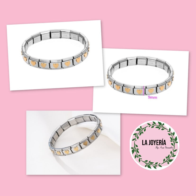 Pulsera bicolor con de talles de moda corazón